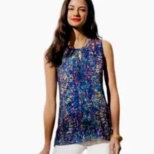 CAbi Stained Glass tunic blouse with keyhole accent, M